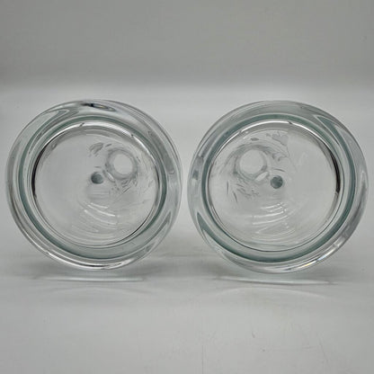 Vintage Hand Blown Oil & Vinegar Cruets w/Stoppers Floral Etched 9” Made in Poland /cb