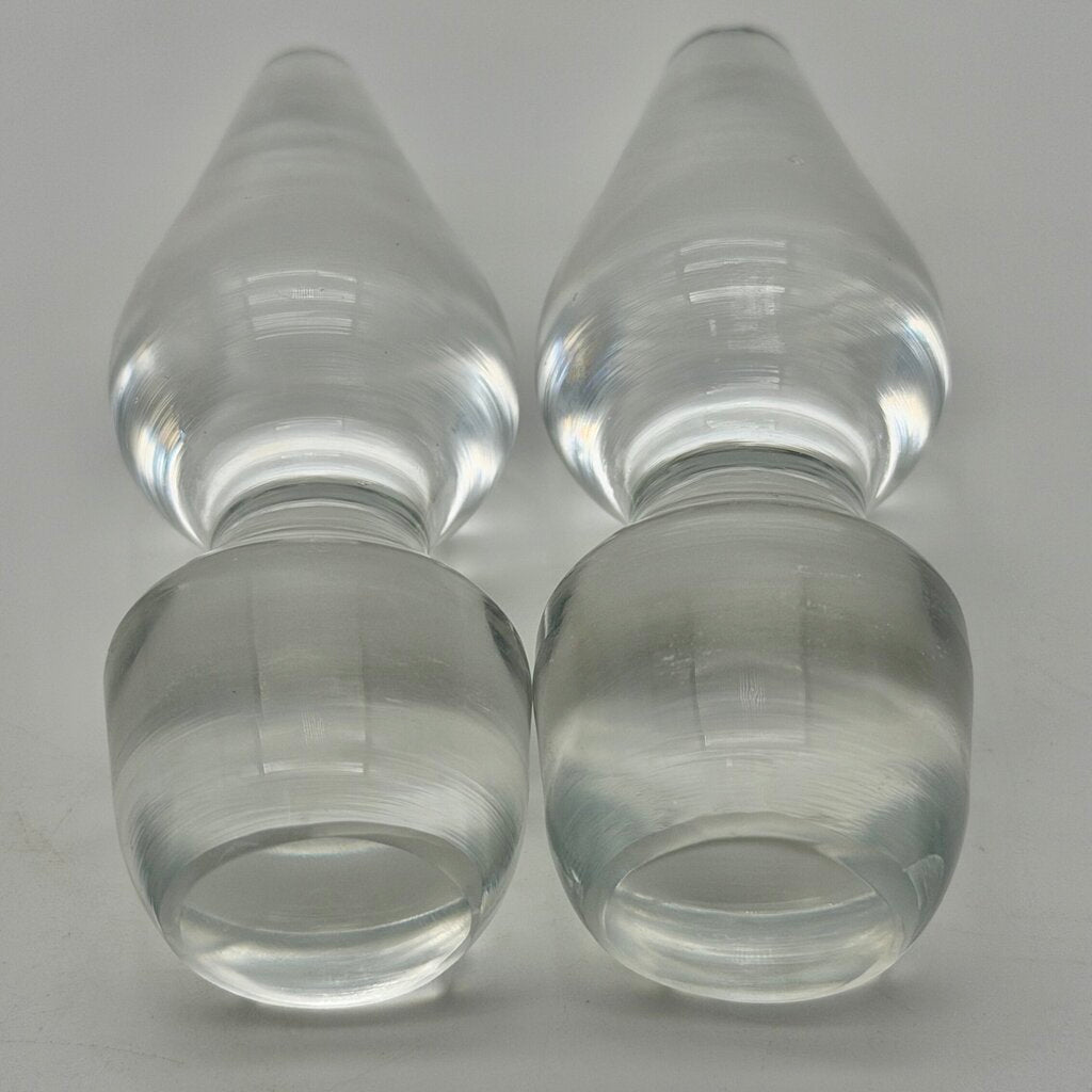 Vintage Hand Blown Oil & Vinegar Cruets w/Stoppers Floral Etched 9” Made in Poland /cb