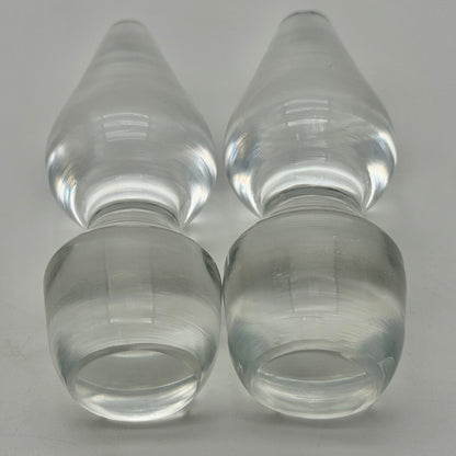 Vintage Hand Blown Oil & Vinegar Cruets w/Stoppers Floral Etched 9” Made in Poland /cb