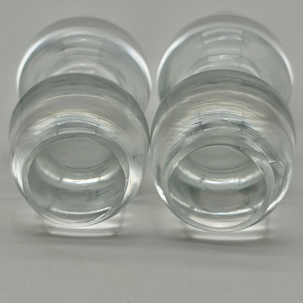Vintage Hand Blown Oil & Vinegar Cruets w/Stoppers Floral Etched 9” Made in Poland /cb
