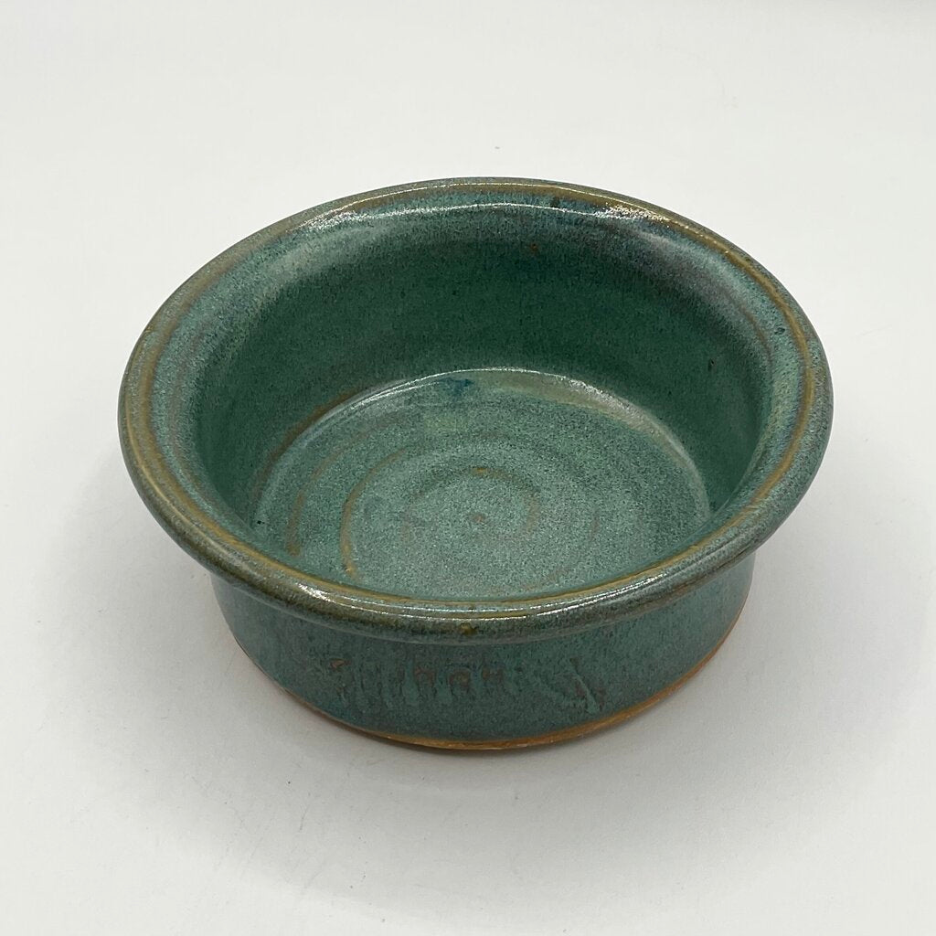Wheel Thrown Glossy Teal Green Ceramic Bowl /f