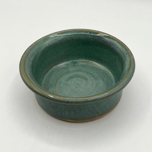 Wheel Thrown Glossy Teal Green Ceramic Bowl /f