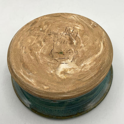Wheel Thrown Glossy Teal Green Ceramic Bowl /f