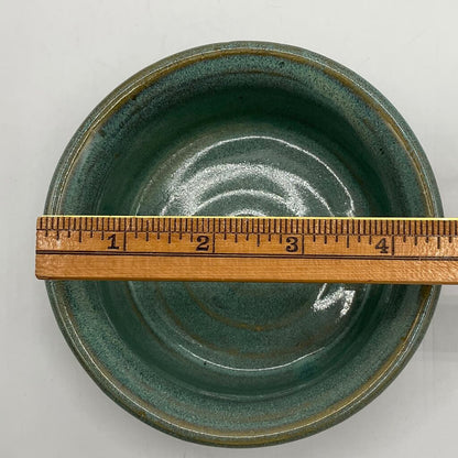 Wheel Thrown Glossy Teal Green Ceramic Bowl /f