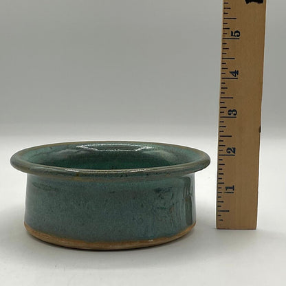 Wheel Thrown Glossy Teal Green Ceramic Bowl /f
