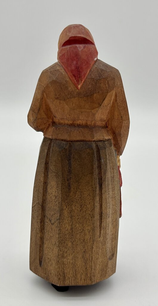 Vtg. Swiss Carved Wooden Figure of a Woman /j
