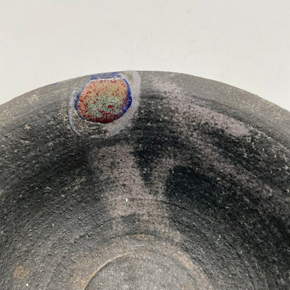 Matte Multicolored Ceramic Bowl with Textured Finish /f