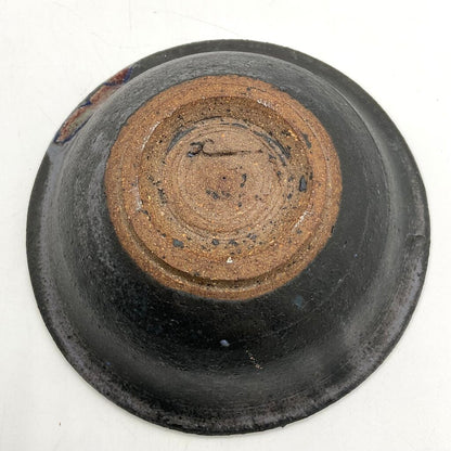 Matte Multicolored Ceramic Bowl with Textured Finish /f