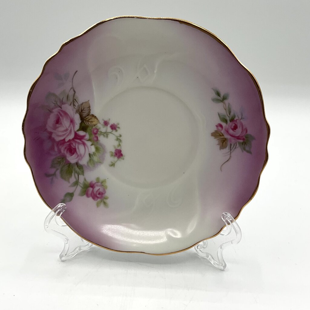 Antique Hand Painted Lefton Heavenly Rose Teacup and Saucer /f