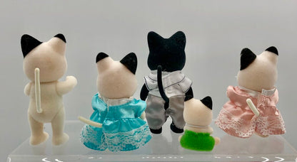 5pc Calico Critters Sylvanian Tuxedo Cat Family /b