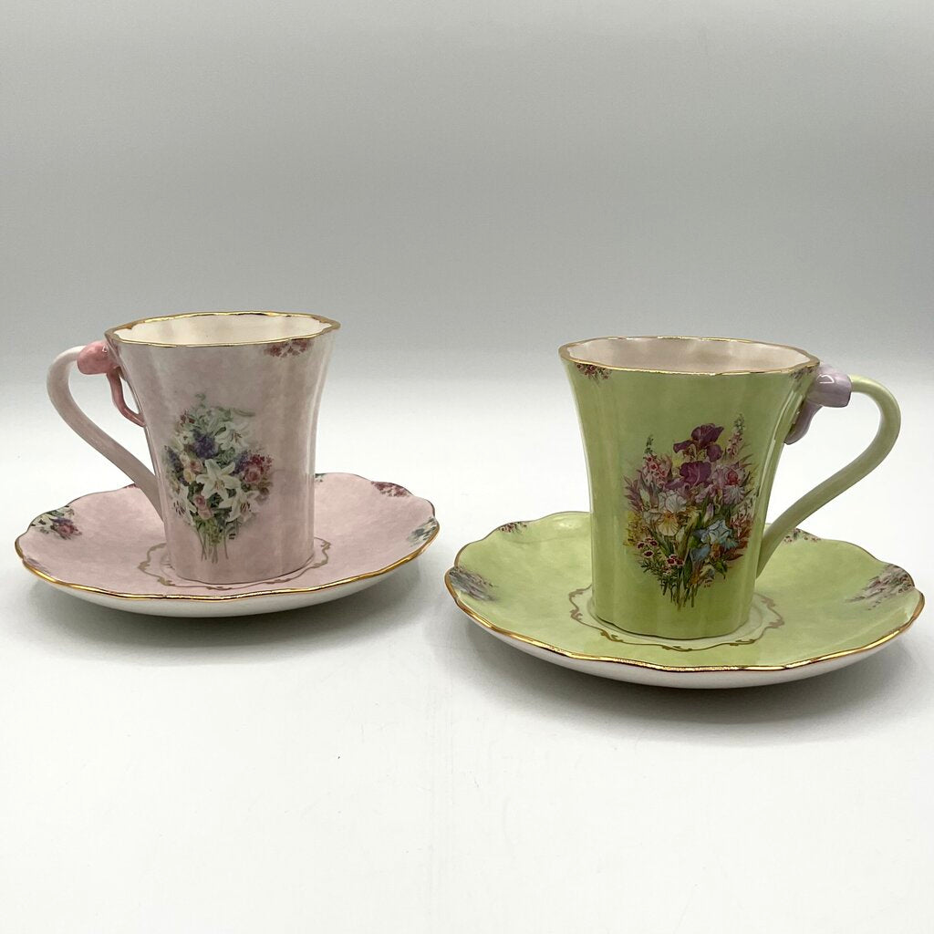 Bradford Editions Lena Liu’s Garden Treasures Teacups and Saucers Set of Two /f