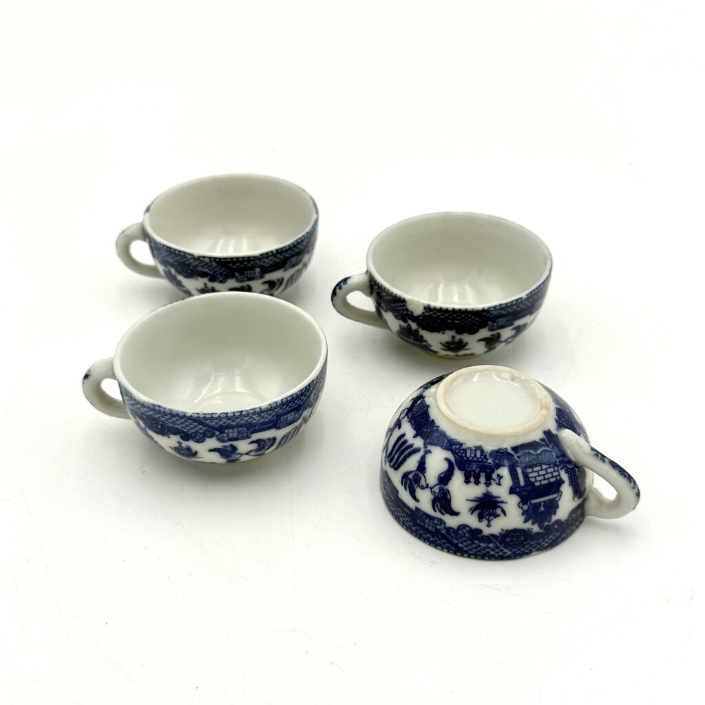 Set Of 14 Mini Blue Willow Porcelain Tea Set
