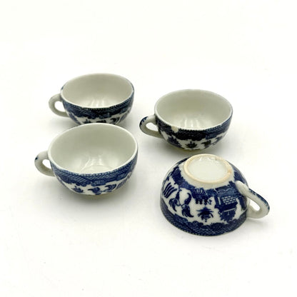 Set Of 14 Mini Blue Willow Porcelain Tea Set