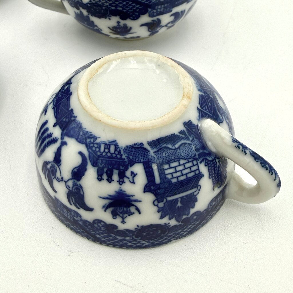 Set Of 14 Mini Blue Willow Porcelain Tea Set