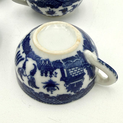 Set Of 14 Mini Blue Willow Porcelain Tea Set