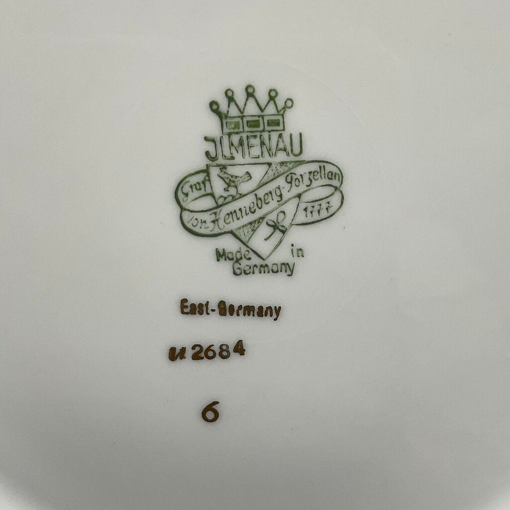 JLMenau Graf Von Henneberg East Germany Black and Gold Porcelain Saucer & Dessert Plate /f