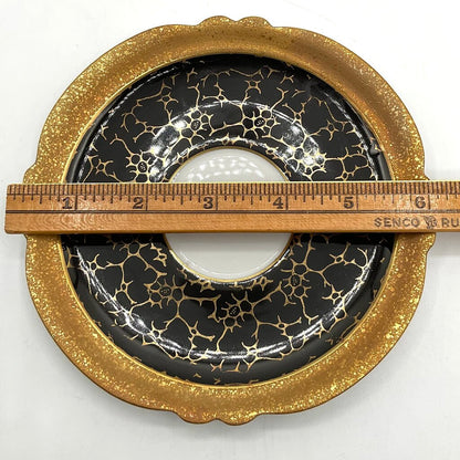 JLMenau Graf Von Henneberg East Germany Black and Gold Porcelain Saucer & Dessert Plate /f
