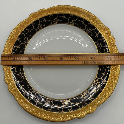 JLMenau Graf Von Henneberg East Germany Black and Gold Porcelain Saucer & Dessert Plate /f