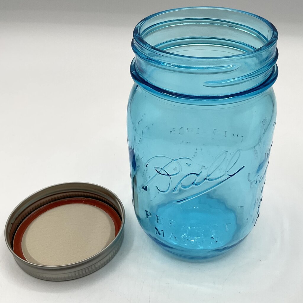 Set of 3 Vintage Style Ball Blue Mason Jars 100 Year Anniversary with Lids /f