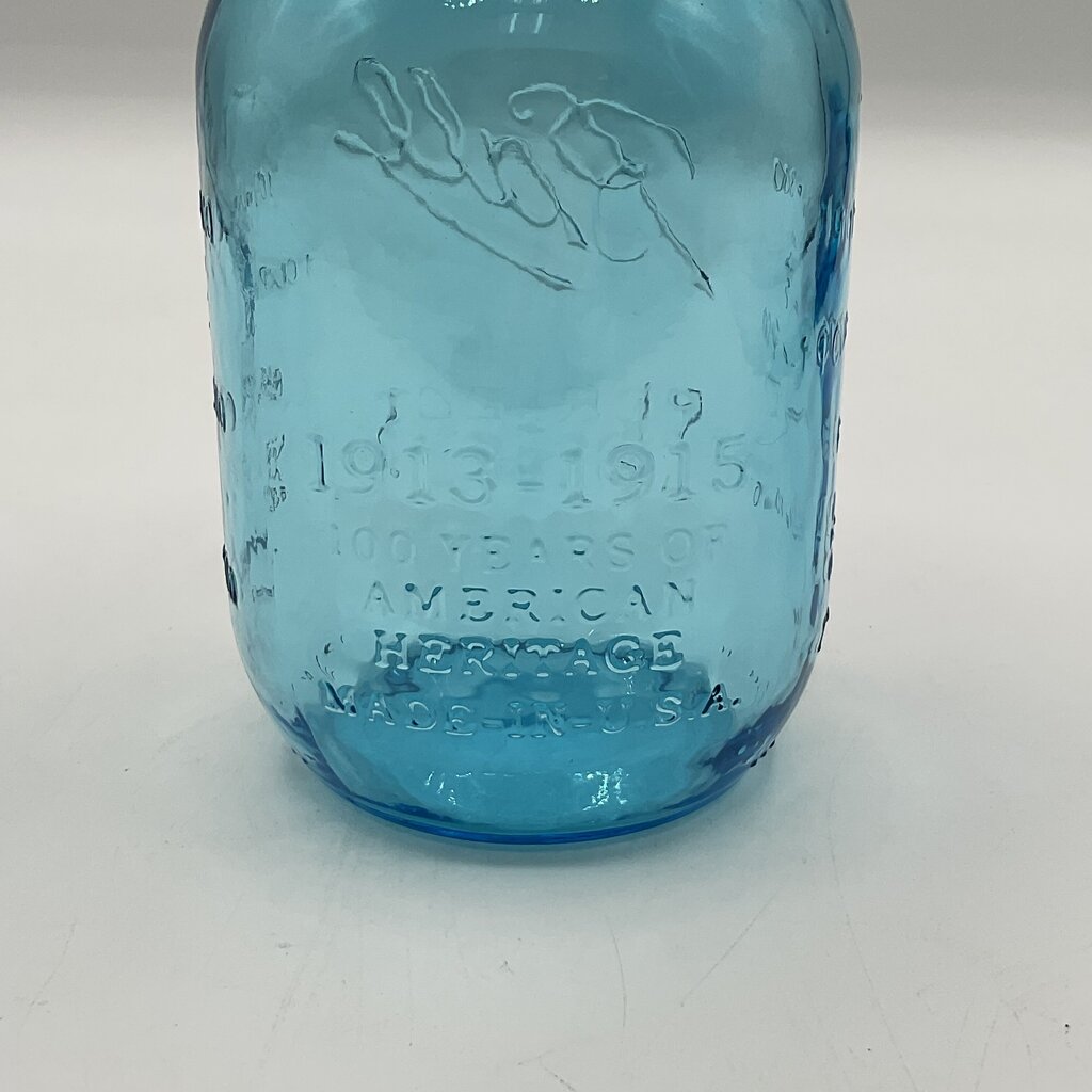 Set of 3 Vintage Style Ball Blue Mason Jars 100 Year Anniversary with Lids /f