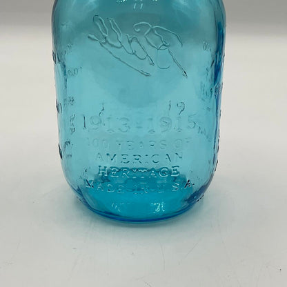 Set of 3 Vintage Style Ball Blue Mason Jars 100 Year Anniversary with Lids /f