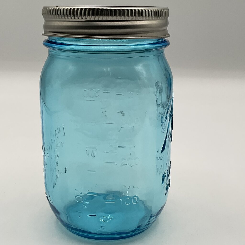 Set of 3 Vintage Style Ball Blue Mason Jars 100 Year Anniversary with Lids /f
