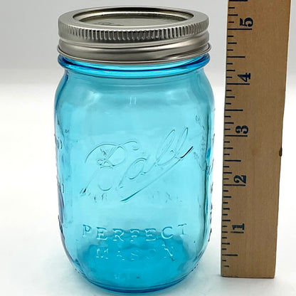 Set of 3 Vintage Style Ball Blue Mason Jars 100 Year Anniversary with Lids /f