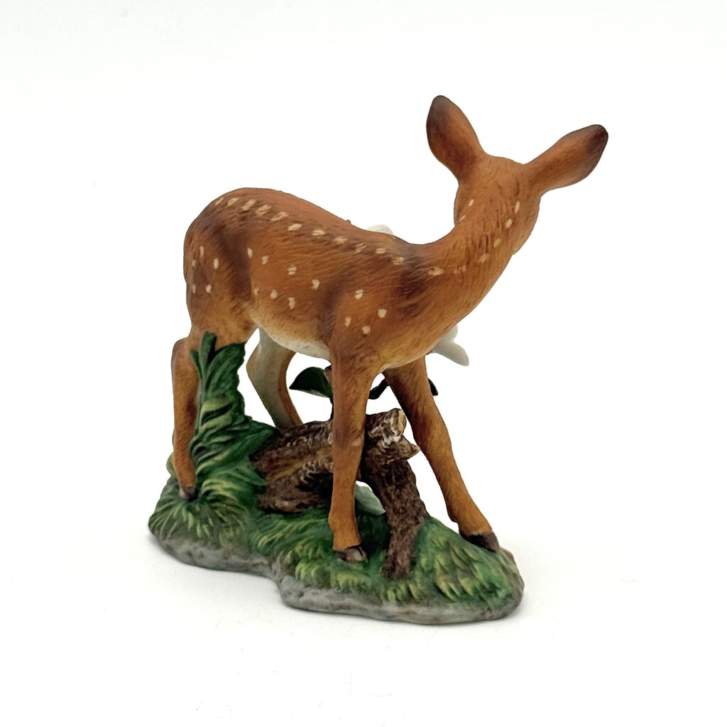 VTG Lenox " White-Tailed Deer With White Flowers" Figurine