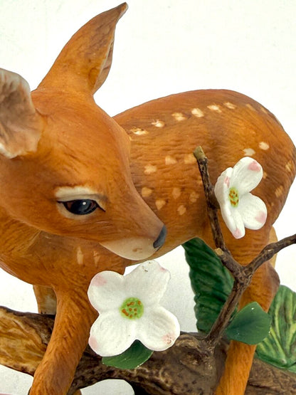 VTG Lenox " White-Tailed Deer With White Flowers" Figurine