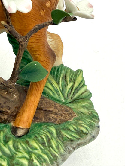 VTG Lenox " White-Tailed Deer With White Flowers" Figurine