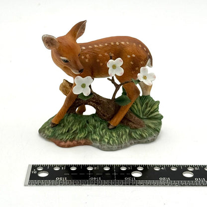 VTG Lenox " White-Tailed Deer With White Flowers" Figurine