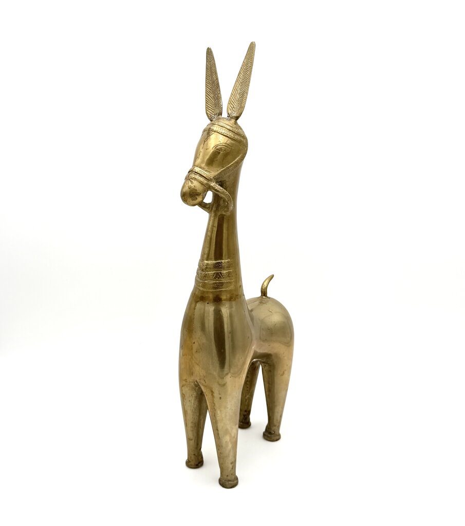 VTG Etched Solid Brass MCM Llama Statue (AS IS)