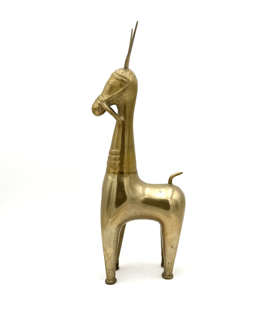 VTG Etched Solid Brass MCM Llama Statue (AS IS)
