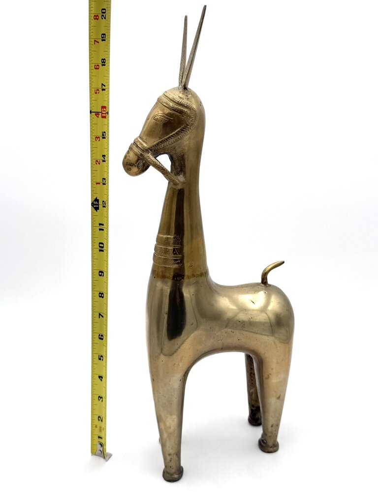 VTG Etched Solid Brass MCM Llama Statue (AS IS)