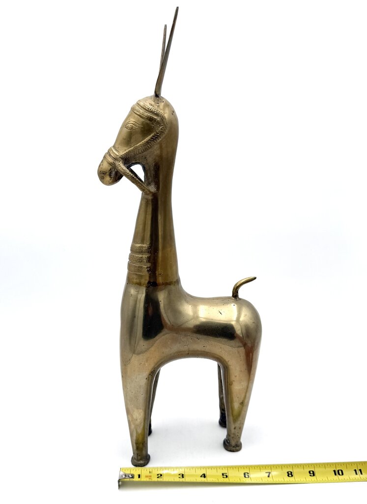 VTG Etched Solid Brass MCM Llama Statue (AS IS)