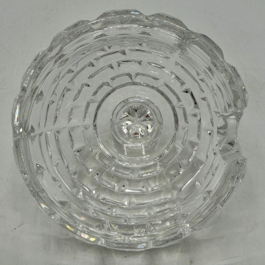 Vintage Godinger Crystal Bee Hive Honey Jar w/Silverplate Honey Bee Drizzler 5 Inches /cb