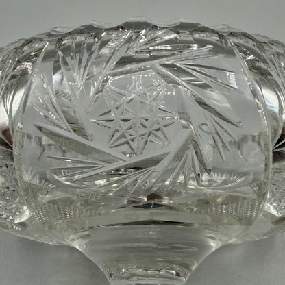 Antique American Brilliant Period ABP Wheel Cut Glass 10 Inch Pedestal Bowl /cb