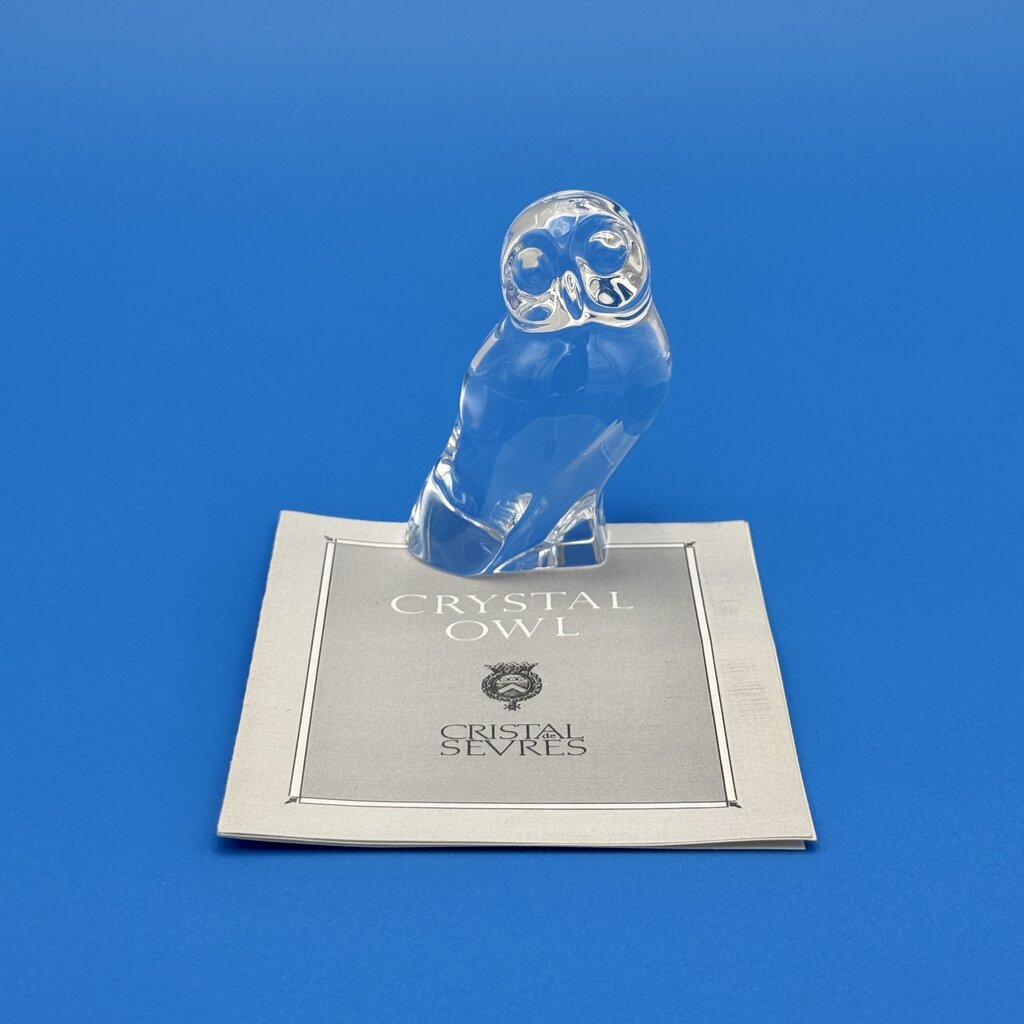 VTG Cristal De Sevres Crystal Owl w/ Certificate By Franklin Mint