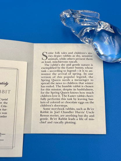 VTG Cristal De Sevres Crystal Rabbit w/ Certificate By Franklin Mint