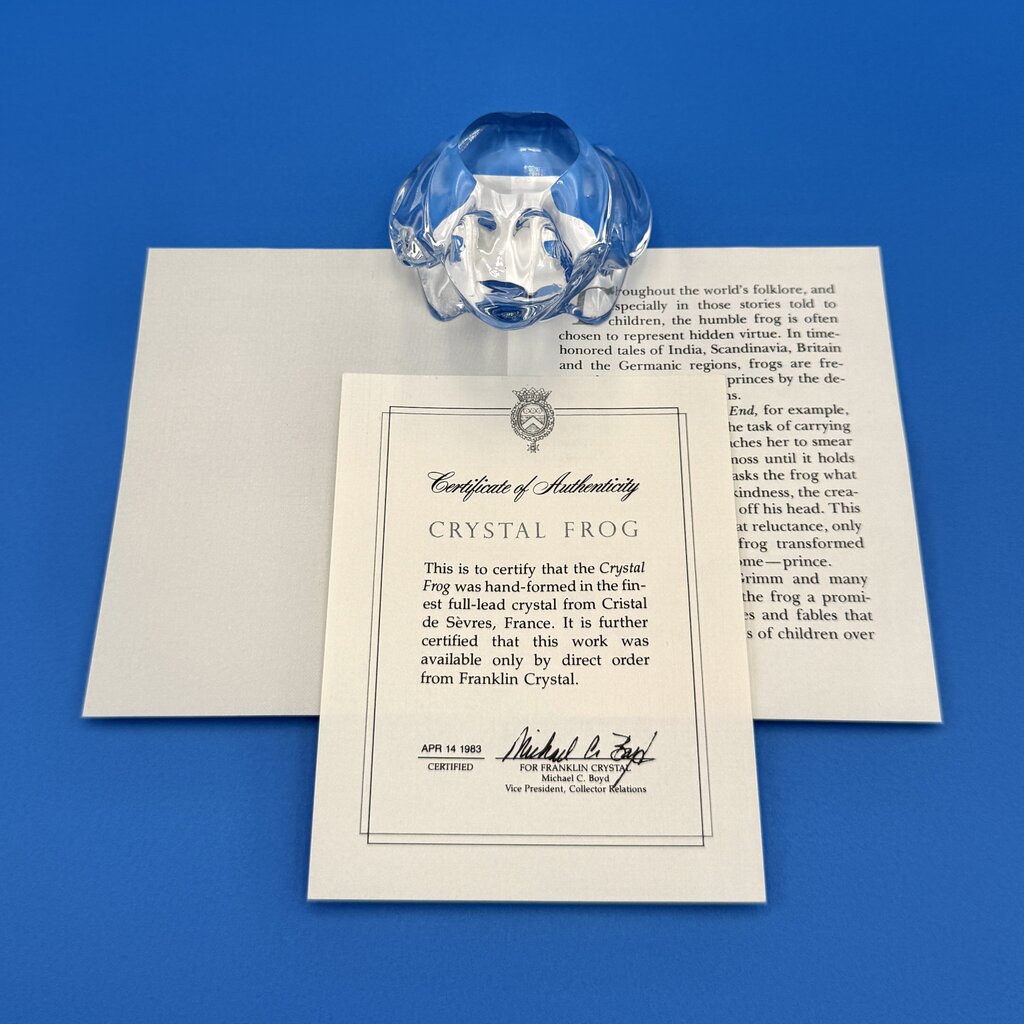 VTG Cristal De Sevres Crystal Frog w/ Certificate By Franklin Mint