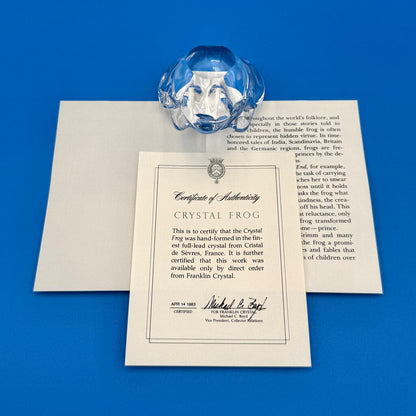VTG Cristal De Sevres Crystal Frog w/ Certificate By Franklin Mint