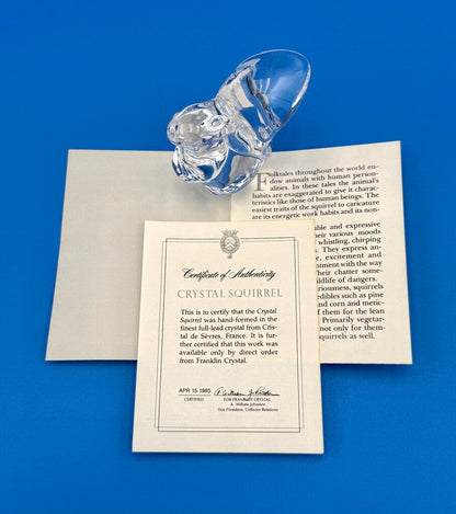 VTG Cristal De Sevres Crystal Squirrel w/ Certificate By Franklin Mint