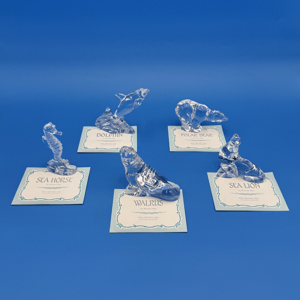 Set Of 5 Franklin Mint Crystal Sea Sculpture Collection By Richard Ellis