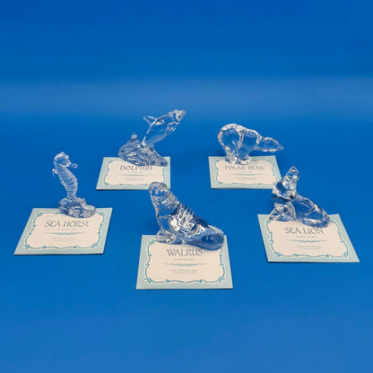 Set Of 5 Franklin Mint Crystal Sea Sculpture Collection By Richard Ellis