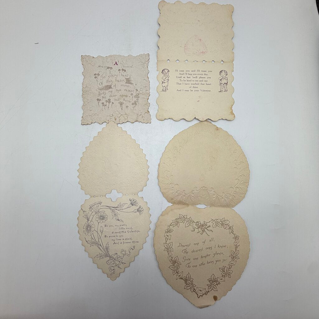 Lot of 13 Antique Valentine’s Day Cards Embossed Die Cut Pop Up /cb