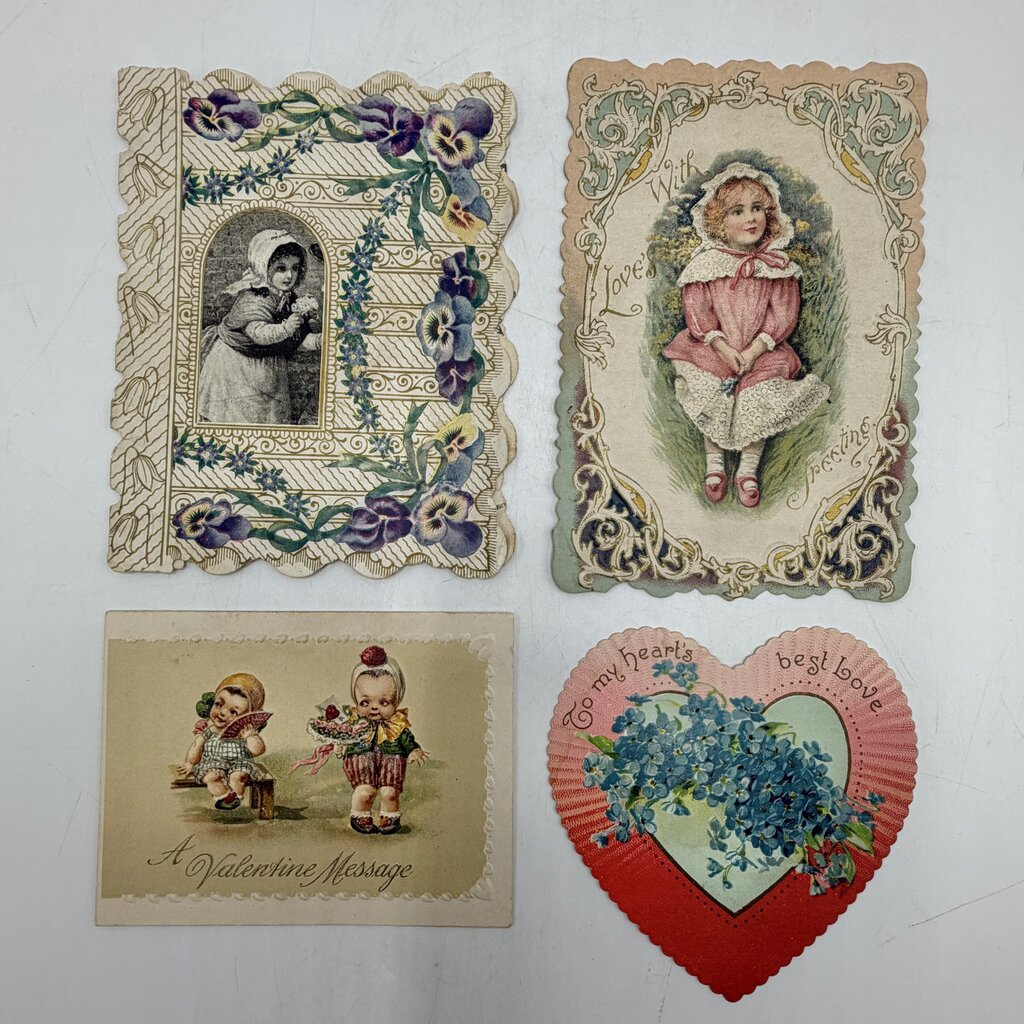 Lot of 13 Antique Valentine’s Day Cards Embossed Die Cut Pop Up /cb