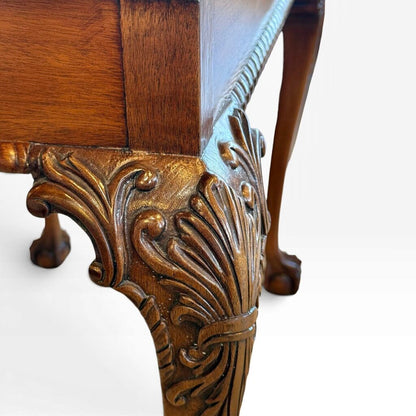 Mahogany Tall Side Table with Rail Trim