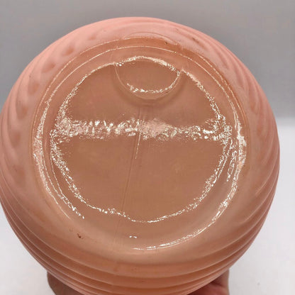 Mid Century Anchor Hocking Pink Ribbed Glass Ball Pitcher /b