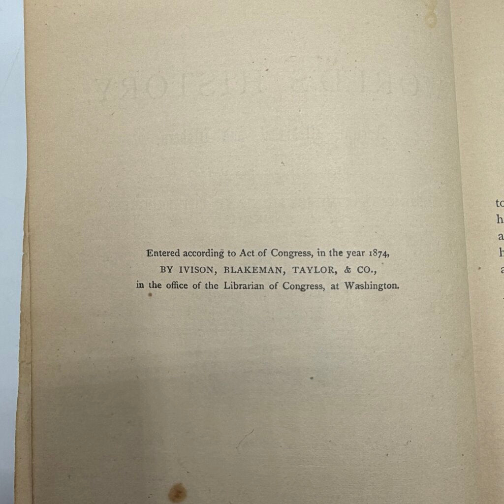 Outlines Of The World’s History Ancient, Medieval, and Modern By William Swinton 1874 Antique Hardcover Book /cb