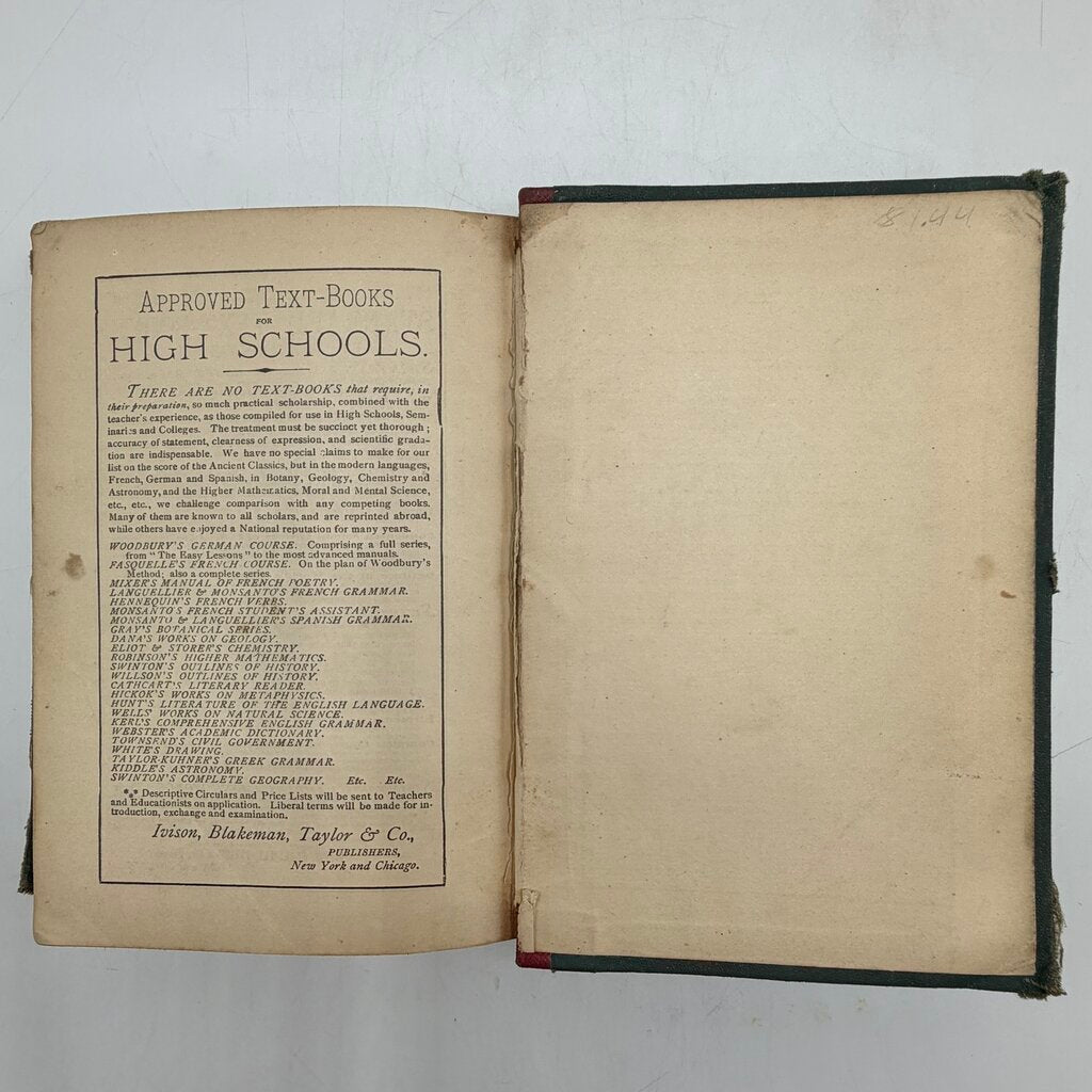 Outlines Of The World’s History Ancient, Medieval, and Modern By William Swinton 1874 Antique Hardcover Book /cb